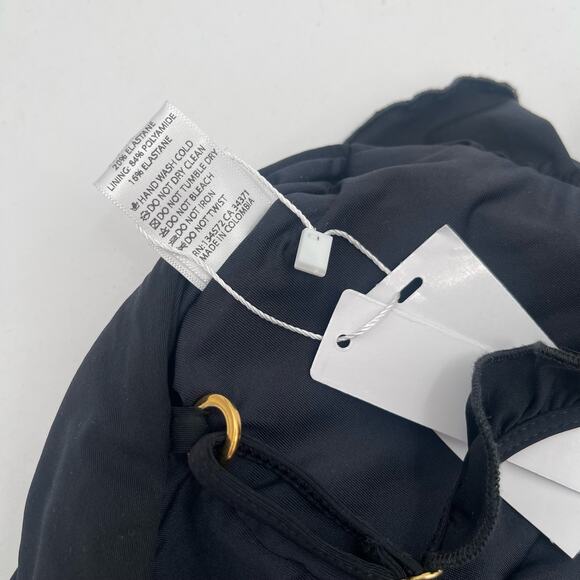 SOLIDO SWIMWEAR Swimsuit Size Small One Piece Black NWT Ruffle Tie Back Swim - Picture 7 of 15